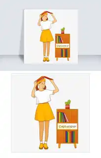  手绘开学季女孩搞怪顶书本图片素材其他格式下载动漫人物大全
